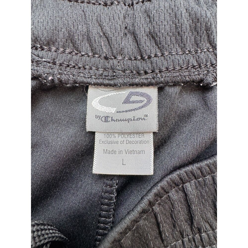 Champion Women's Large Black Athletic Shorts White Stripe 100% Polyester - Picture 3 of 7